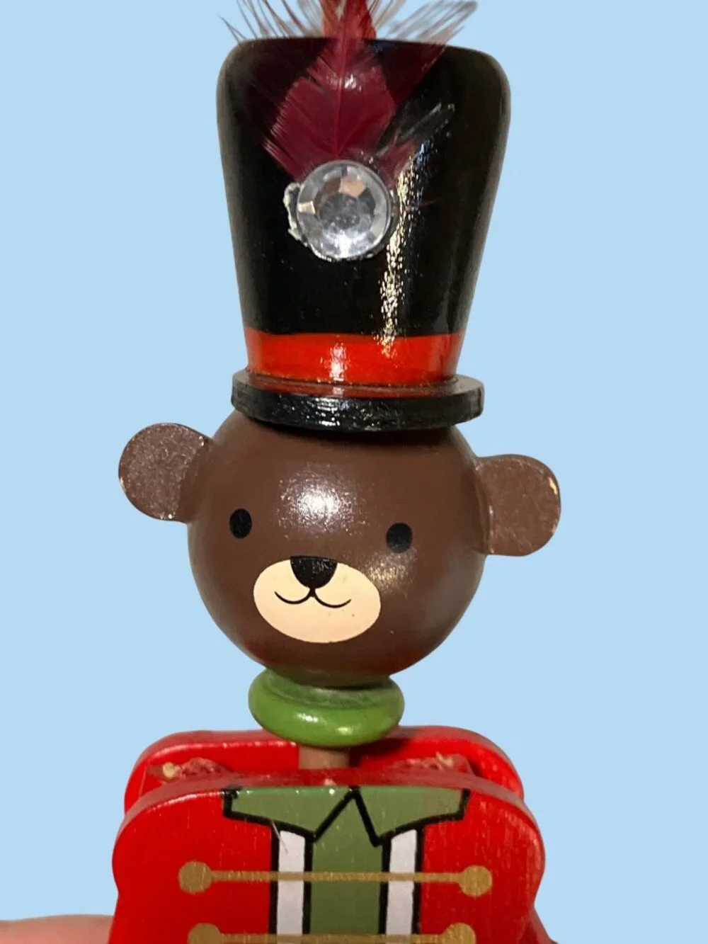 Wooden Bear Nutcracker Ornament With Pull String Mechanism